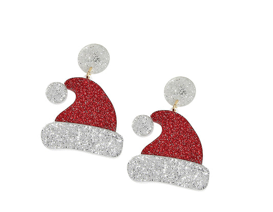 Glitter Santa Hat Earrings