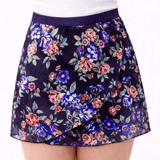 Floral Blues Chiffon Wrap Skirt