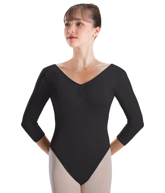 3/4 Pinch Front V-Back High Cut Leotard