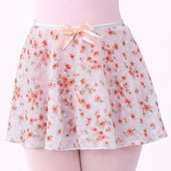 Coral Flocked Floral Skirt
