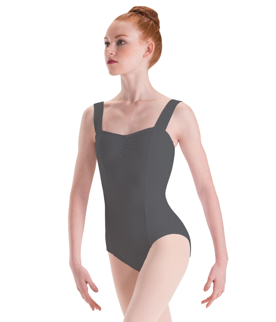 Long Torso Pinch Front Wide Strap Princess Leotard