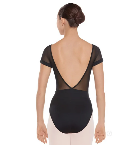 Silhouette Mesh Cap Sleeve Leotard
