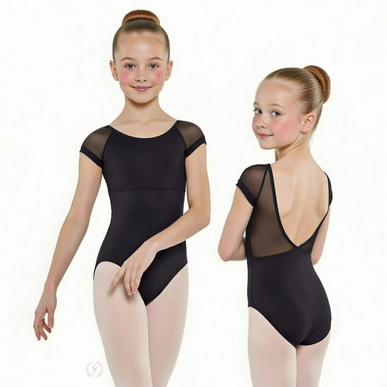 Silhouette Mesh Cap Sleeve Leotard - Youth