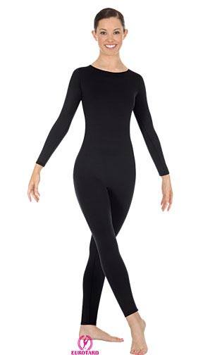 Microfiber Zipper-Back Long Sleeve Unitard