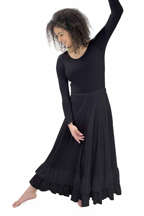 Adult Flamenco black dance skirt 