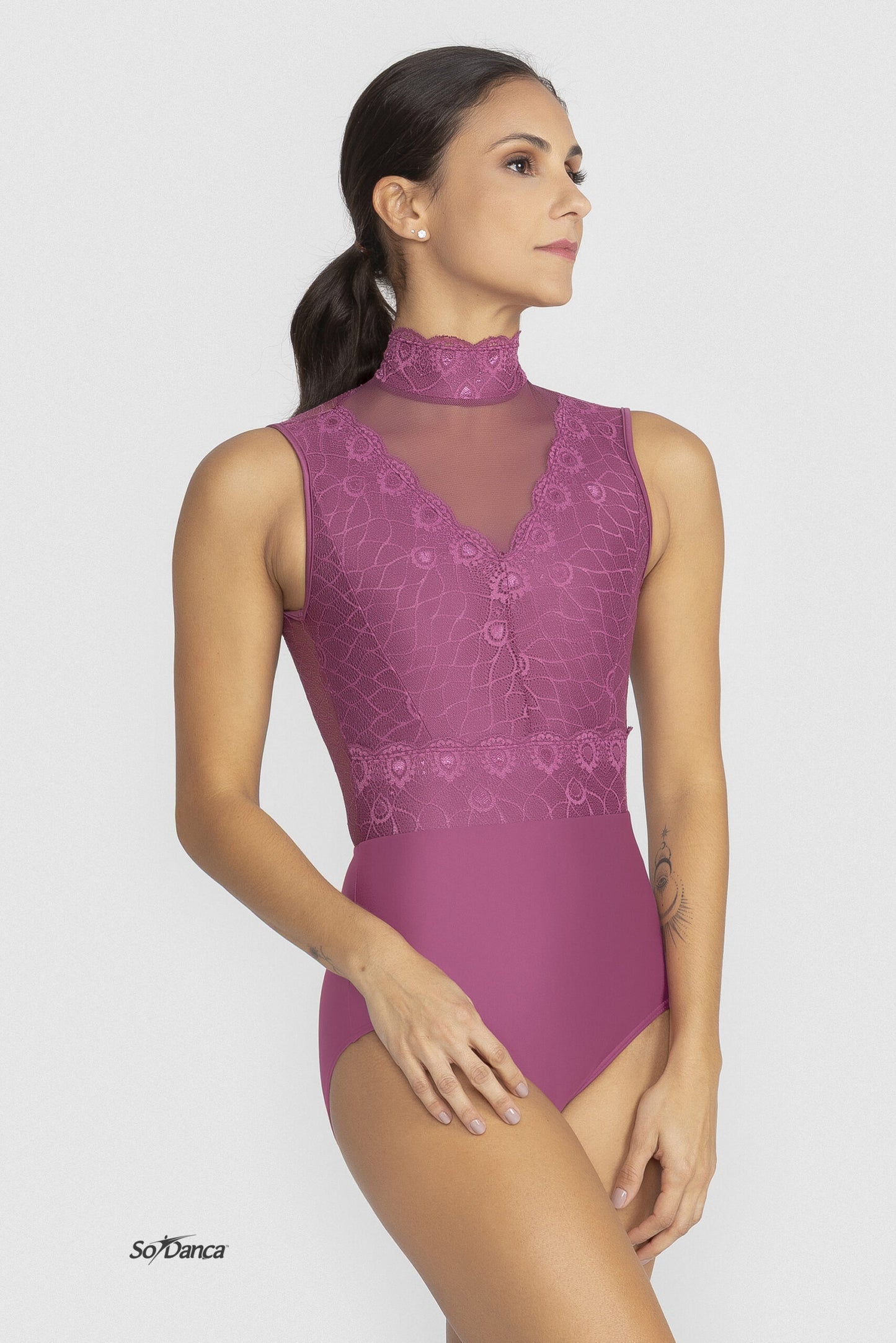 Marisa Lace High Neck Leotard