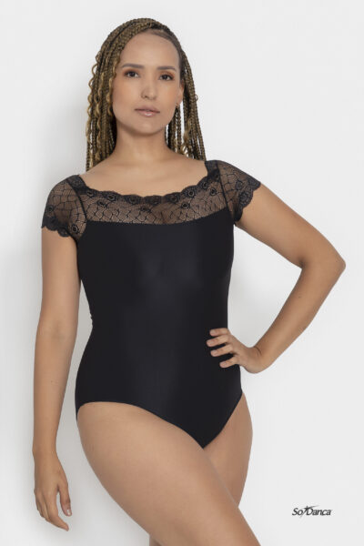 Paulina Curvy Lace Cap Sleeve Leotard