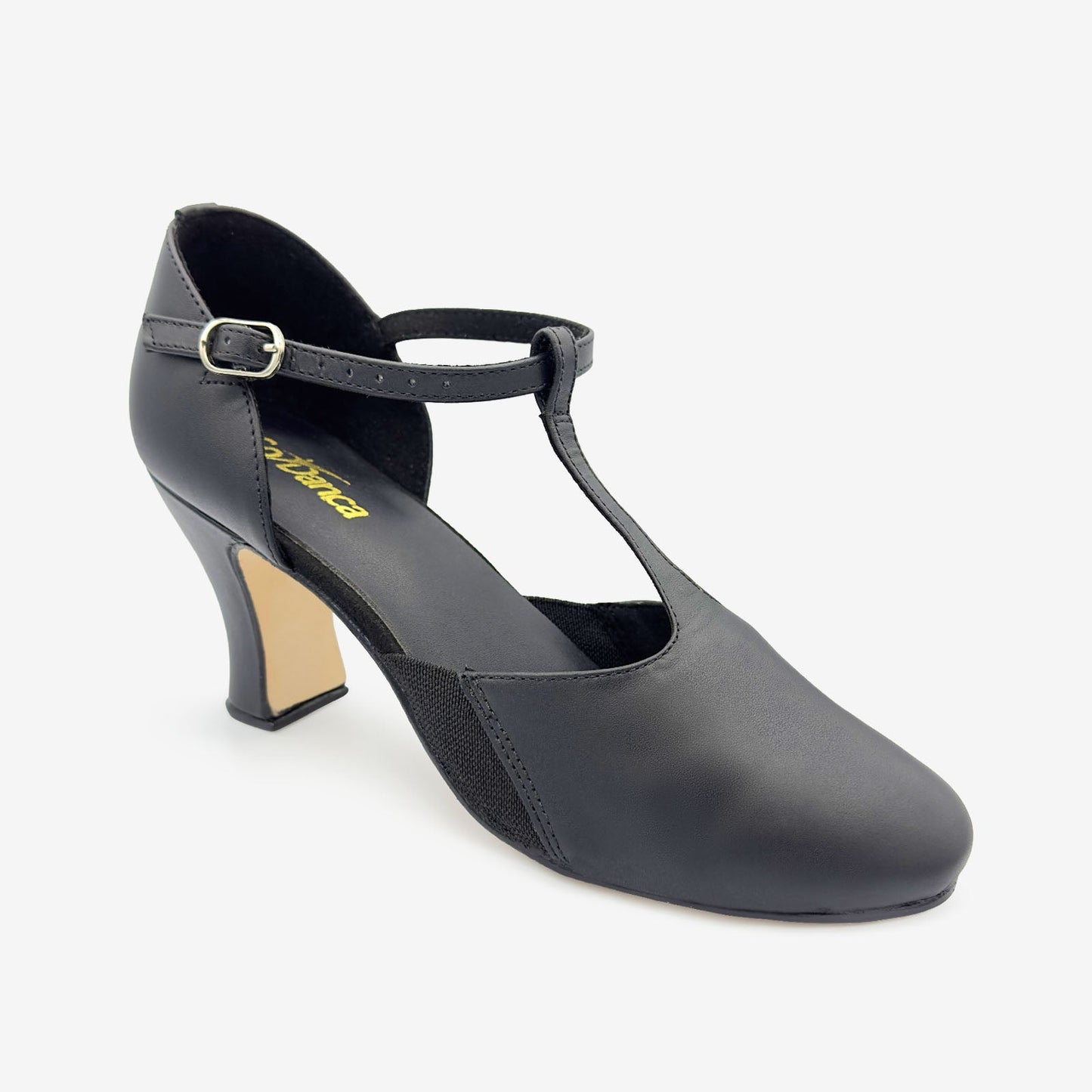 Clarice 2.5" T-Strap Character Shoe with Leather Sole