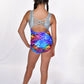 Rainbow Foil Silver Detail Gymnastic Leotard
