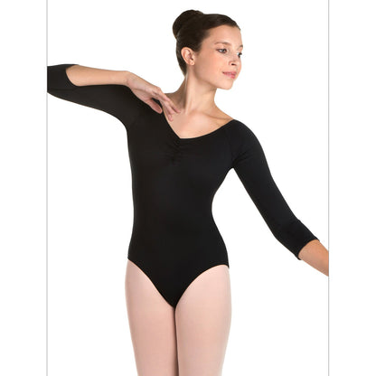 Pinch Front 3/4 Sleeve Leotard