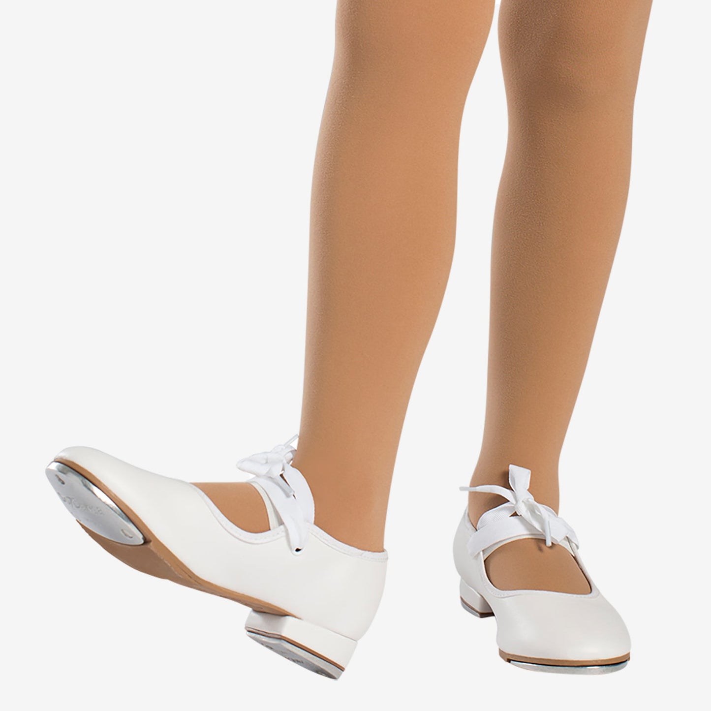 Valiant Tyette Adult Tap Shoe with Elastic Snaps- White