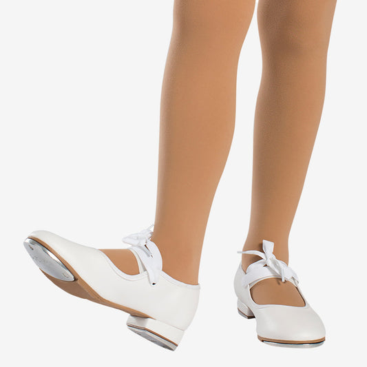 Valiant Tyette Adult Tap Shoe with Elastic Snaps- White