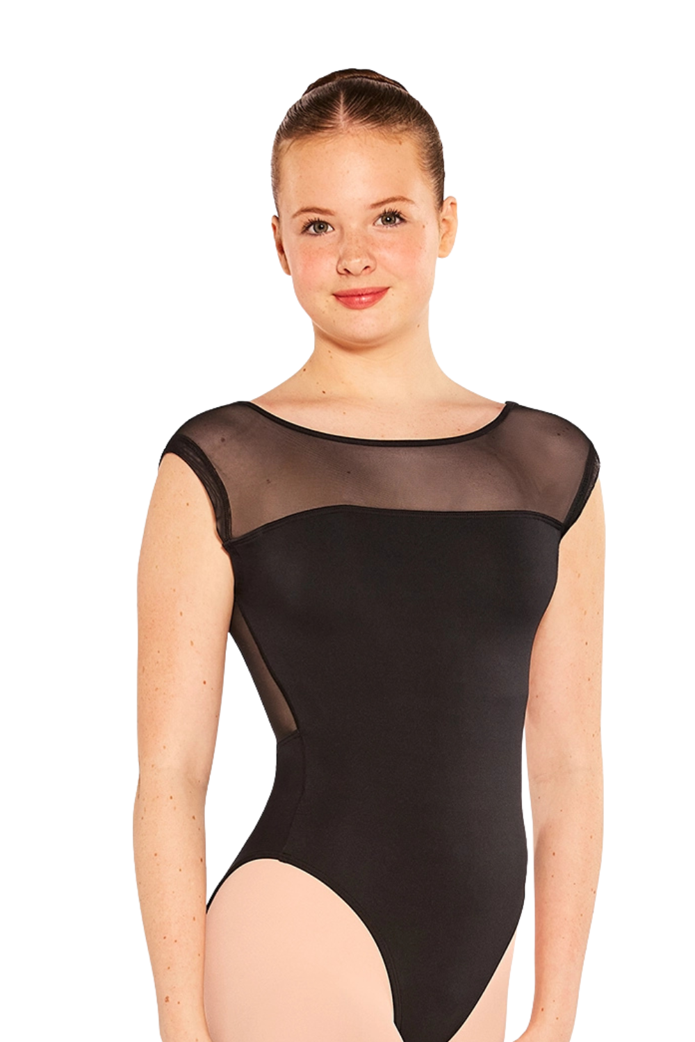 Silhouette Mesh Cap Sleeve Leotard