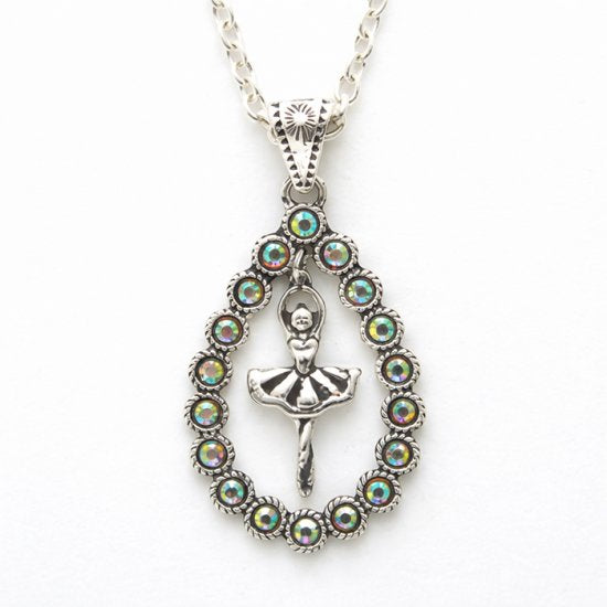 Twirling Ballerina Teardrop Necklace