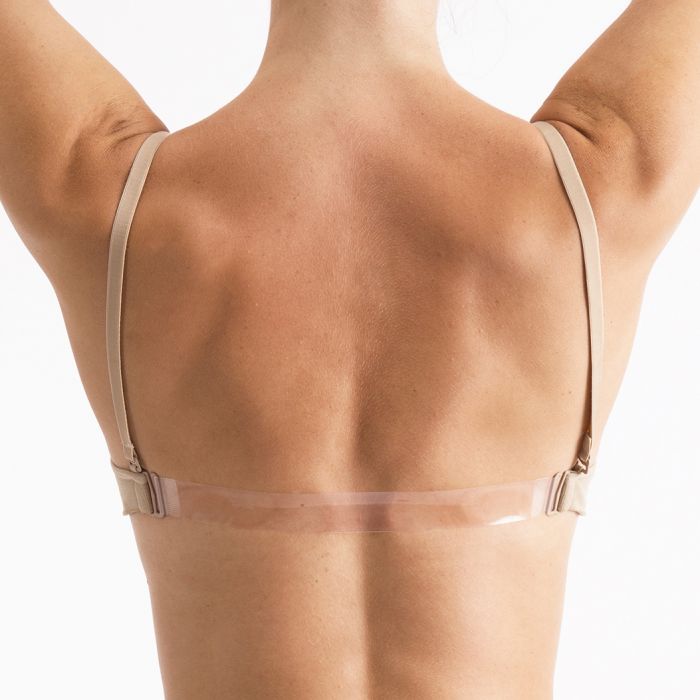 Clear Back Padded Bra DARK NUDE / L Clear Back Padded Bra DARK NUDE / L