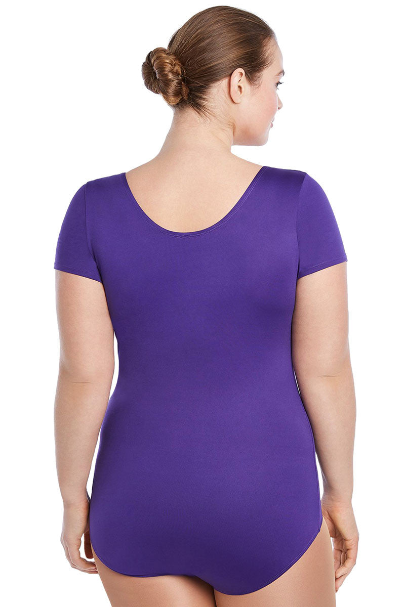 Scoopneck Short Sleeve Leotard - Plus