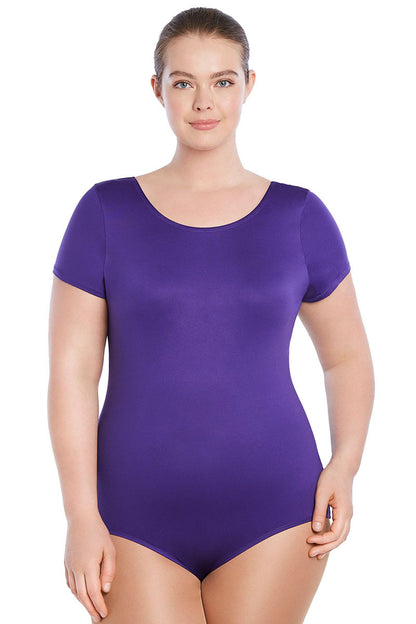 Scoopneck Short Sleeve Leotard - Plus