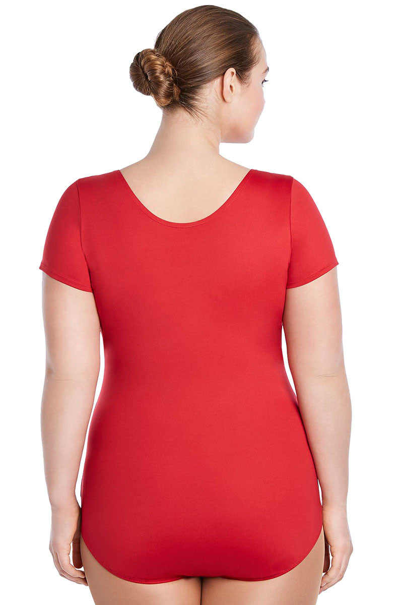 Scoopneck Short Sleeve Leotard - Plus