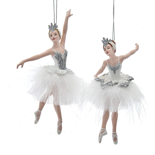 Silver/White Ballerina Swan Ornaments