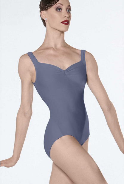 Faustine Ladies Pinch Front Tank Leotard (Dark Grey)