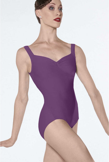 Faustine Ladies Pinch Front Tank Leotard (Prune)
