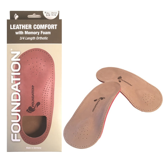 Leather Comfort Memory Foam 3/4 Length Orthotic