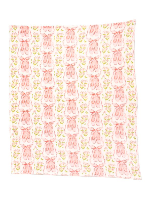 Ballet Slippers & Florals Fleece Throw Blanket
