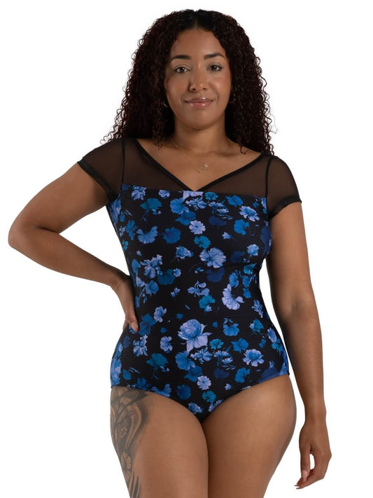 Coastal Bloom Coral Leotard
