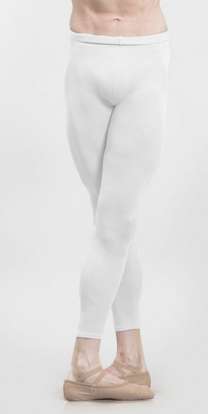 Men's white footless tights for dance