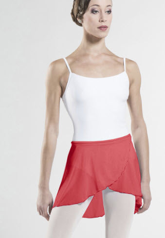 Child Ballet red stretch tulle short wrap skirt