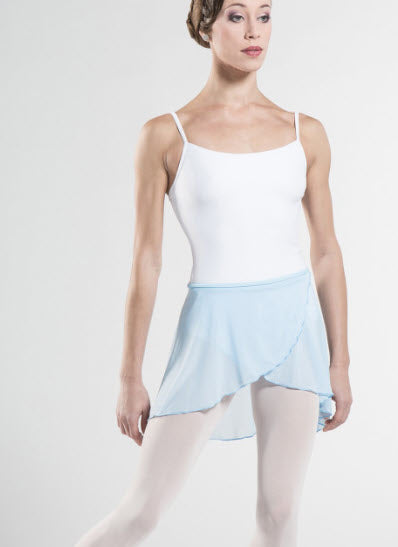 Child Ballet Sky Blue stretch tulle short wrap skirt