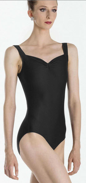 Faustine Ladies Pinch Front Tank Leotard (Black)