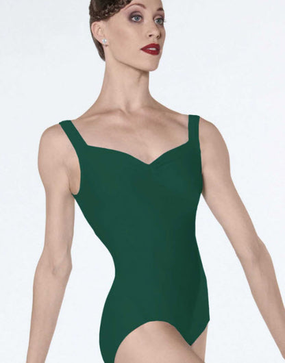 Faustine Ladies Pinch Front Tank Leotard (Forest Green)
