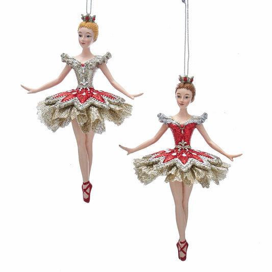Ruby/Platinum Ballerina Ornament
